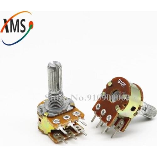 5pcs B1K B2K B5K B10K B20K B50K B100K B500K B1M 6Pin Shaft WH148 Potentiometer 1K 2K 5K 10K 20K 50K 100K 500K 1M