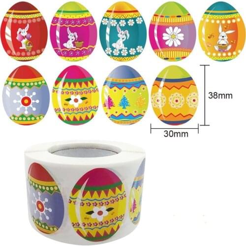 500Pcs Happy Easter Stickers Cute Easter Rabbit Egg Self Adhesive Sticker Label For Easter Party Kids Gifts Bag Box Decor Tags