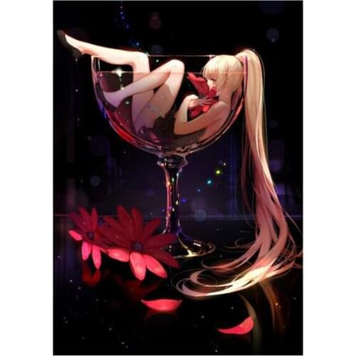 5D DIY Full Round/Square Diamond Painting Anime "Girl In Wine Glass" Cross Stitch Embroidery Rhinestone Mosaic Home Decor Y511