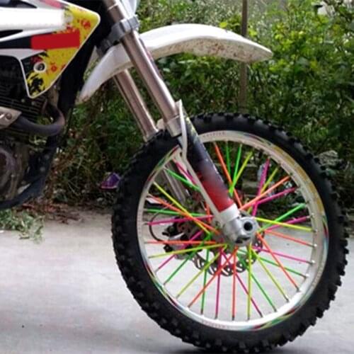 72pcs Motocross Wheel Rim Spoke Wraps Skins Covers Blue & Red Kit
