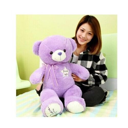 80cm lavender teddy bear plush toy bear doll throw pillow gift w4107