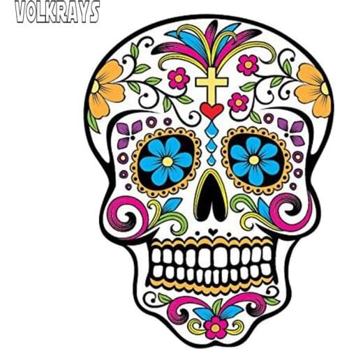 Volkrays Terror Car Sticker Mexican Sugar Skull Accessorie Sunscreen PVC Decal for Motorcycle Nissan Suzuki Peugeot,11cm*10cm