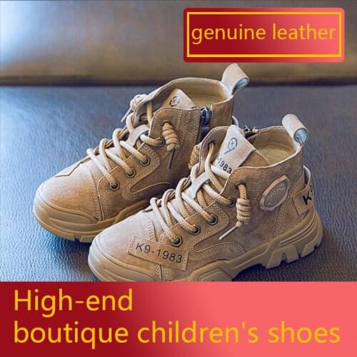 New cotton-padded boots for boys with leather ankle boots for children