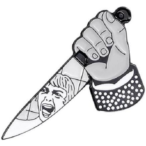 Punk Style Mad Killing Brooches Dagger Knife Enamel Pins Backpack Shirt Button Badge Dark Movie Jewelry Gifts for Friends