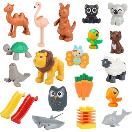NEW Large Animal Building Blocks Parts Koala Flamingo Kangaroo Camel Owl Fish Compatible Bricks DIY Educational Toys