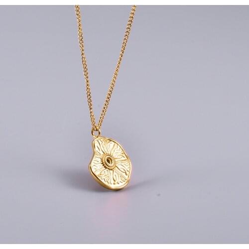 CHUANGU 18K Gold Sun Compass Round Coins Necklace Pendants Personalized Long Necklace For Female Jewellry Gift