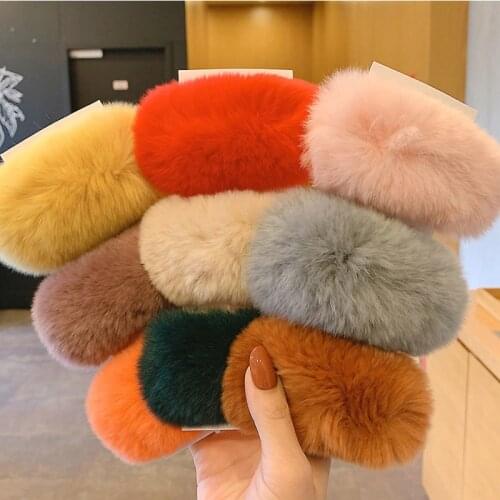 Girls 2021 Winter Warm Imitation Mink Fur Hair Clips Women Girls Fashion Plush Hairpins Cute BB Clips Hair Clip Hair Accessories