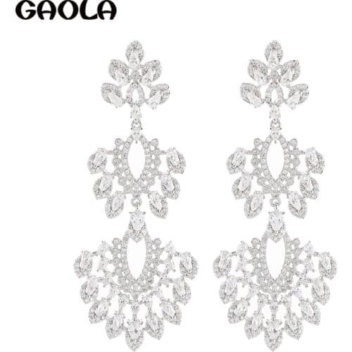 GAOLA Three-layer Water Drop Luxury Earrings High Sense Earrings Long Long Niche Design Sense of Precious Shiny GLE9569