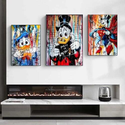 Disney Donald Duck Canvas Painting Mickey Mouse Anime Posters Prints Abstract Marvel Wall Art Pictures Living Decoration
