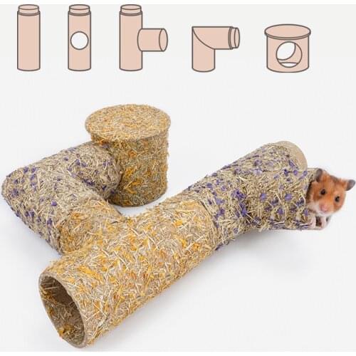 Hamster Grass Powder Tunnel Dwarf Rat Golden Bear Shelter Tunnel Toy Combination Channel Toy Hamster Landscaping Supplies