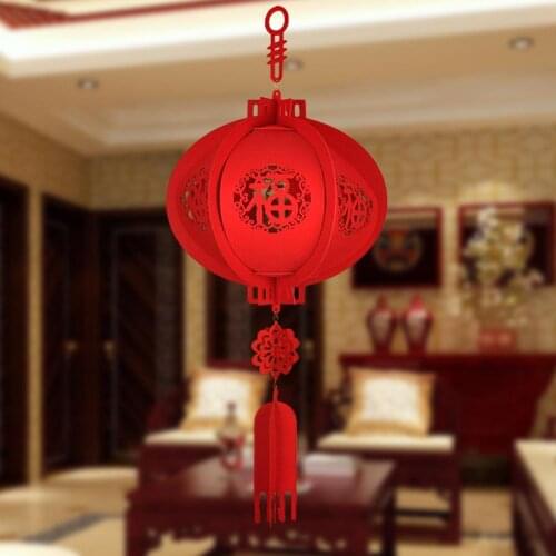 Chinese New Year Lantern Lights Decorative Non-Woven Lamp 3D Blessing Lanterns Festival Hanging Decorations Party