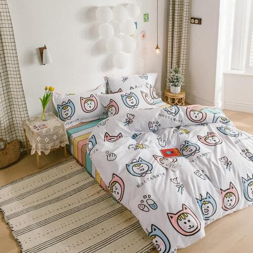 Cartoon Bedding Set Cute Cats Printed 3D Duvet Cover Set Twin Full Queen King Double Sizes Pillowcase Bedclothes Girls Gifts