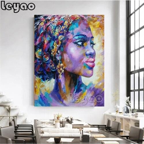 Colorful African Woman 5d Diy Diamond Painting Art Beauty Abstract Full Square Round Diamond Customizable Wall Art Home Decor