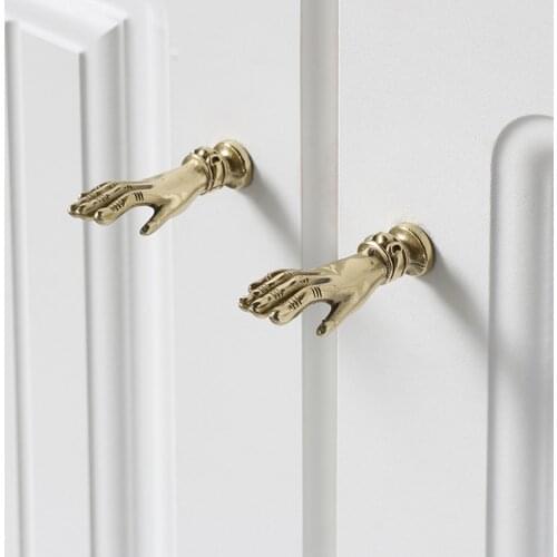 Top Quality Creative Solid Brass Kitchen Cabinet Furniture Door Handle Palm Model Drawer Shoe Cabinet Tv Cabinet Cupboard Knob