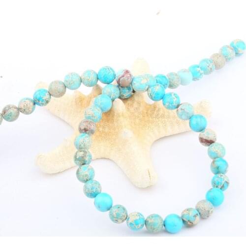 Round Natural Stone Beads Light Blue Emperor Stones Loose Stone Bead For Bracelet Necklace Jewelry Making DIY Size /6mm/8mm/10mm