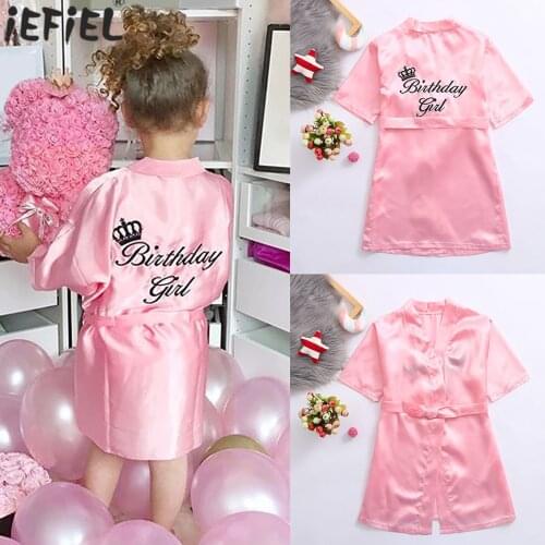 Summer Toddler Kids Robe Silk Satin Children Kimono Bath Robes Girl Party Sleepwear Kid Girls Letter Bathrobe Nightgown Pajamas