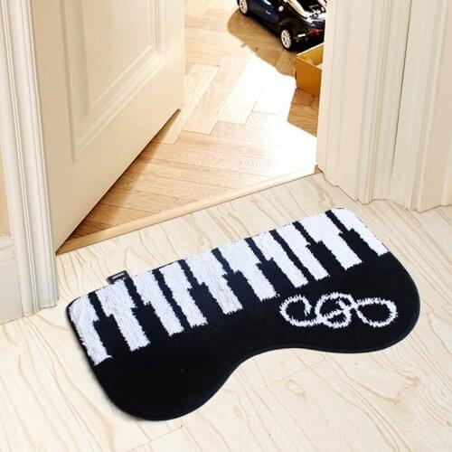 Cute cat Piano carpet bathroom door mat rugs and carpets for home living room and bedroom black and white rug welcome area rug