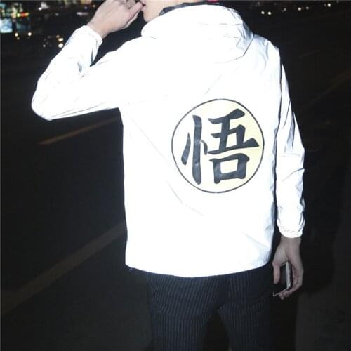Spring and autumn mens clothing loose enlightenment printing casual jacket jacket youth trend luminous 3M reflective jacket