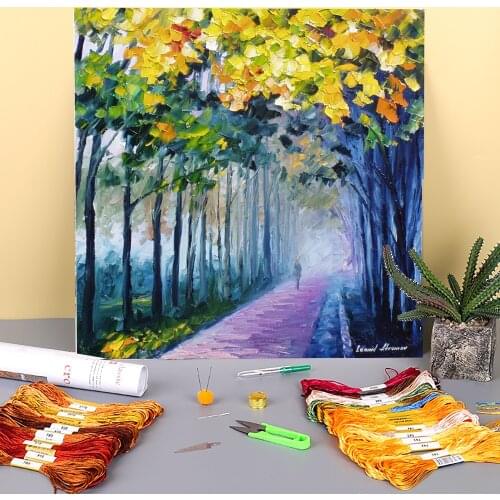 Violet Fog Pre-Printed 11CT Cross Stitch DIY Embroidery Set DMC Threads Knitting Handicraft Hobby Handiwork Package Stamped