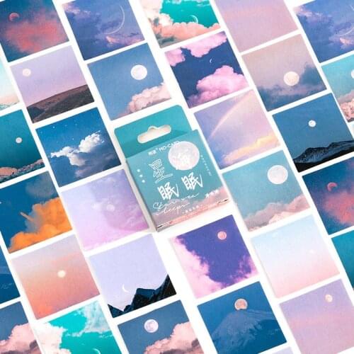 46Pcs/box Cute Aesthetic Stickers Scrapbooking Album Diary Label DIY Moon Star Sea Decorative Paper Stationery Sticker