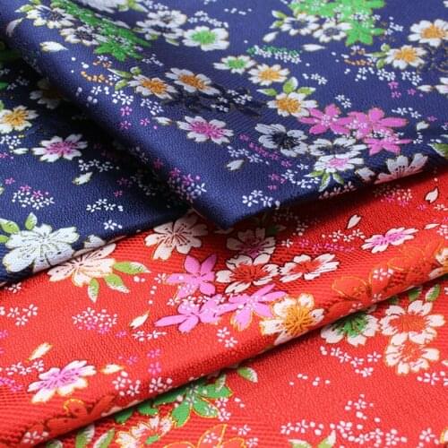 NCF389 Japanese Style Blue/Red Sakura Brocade Jacquard Cheongsam Silk Brocade Fabric For Women Dress DIY Materials For Sewing