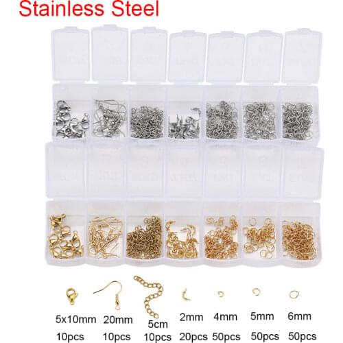Stainless Steel Jewelry Making Kit Set Diy Lobster Clasps Open Jump Rings Earring Hook Extender Chain Bracelet Necklace Findings