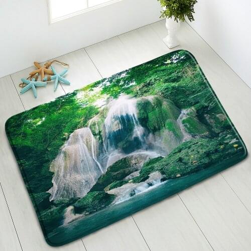 Non-Slip Bath Mat Waterfall Ocean Natural Scenery Indoor Floor Mat Dedroom Kitchen Doormat Absorbent Foot Pad Carpet Home Decor