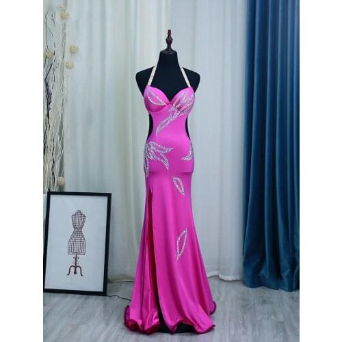 2020 new belly dance costume fashion sexy one-piece leg part fork drill leaf double layer single layer costume suit