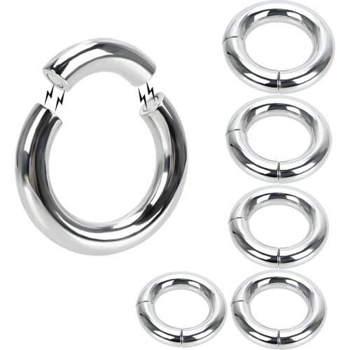 5 size Metal Penis Cock Lock Ring Sex Toys for Men Delay Ejaculation Scrotum Stretcher Heavy Duty Male Magnetic Ball