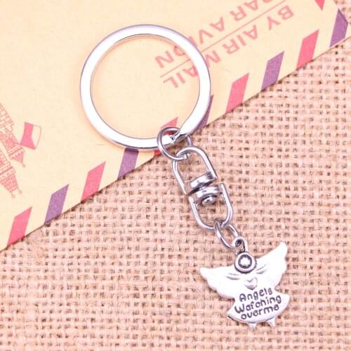 New Fashion Keychain 20x19mm guardian angel watching over me Pendants DIY Men Jewelry Car Key Chain Souvenir For Gift