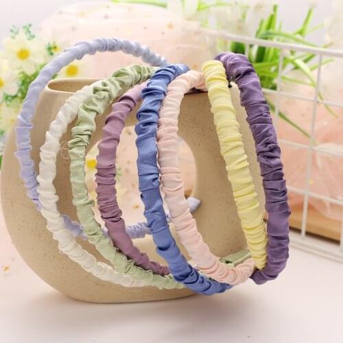 IPARAM Fashion Women Ribbon Hairband Headband Girls Curly Pure Color Narrow Hairband Headwear Hair Accessories Jewelry