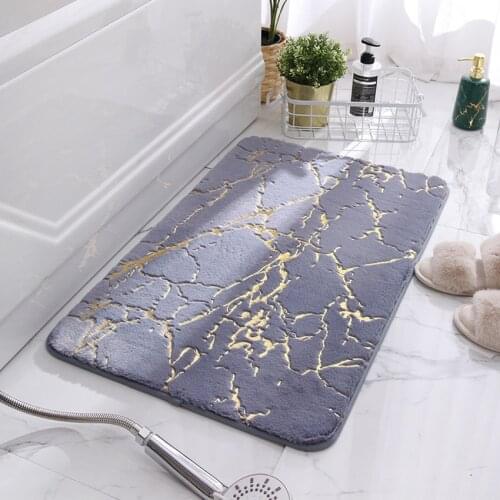 Rectangle Polyester Bath Mat Stocked Eco-Friendly Non-slip Floor Cover Machine Made Print Thicken Household for Home Bathroom