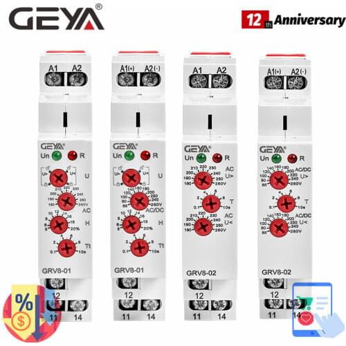 GRV8-01/02 Single Phase Voltage Relay Adjustable Over Under Voltage Protection Relay AC110V 240V DC12V Voltage Regulator