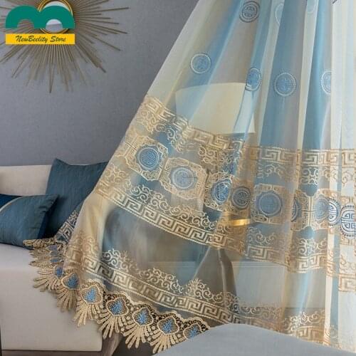 Luxury Modern Tulles Curtains for Living Dining Room Bedroom Colorful Embroidered Window Screen Tulles Drapes
