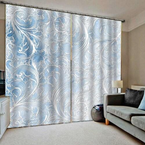 3D Curtain Luxury Blackout Window Curtain Living Room simple white flower curtains