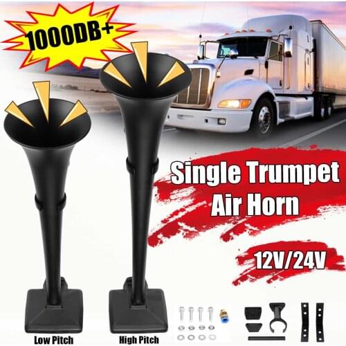 1000DB 12V 24V Super Loud Universal Air Horn Single Trumpet Chrome Compressor For Car Truck Boat Motorcycle