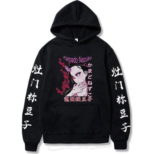 Demon Slayer Anime Harajuku Hoodies Kimetsu No Yaiba Gothic Kamado Nezuko Cartoon Men Women Winter Long Sleeve Hooded Sweatshirt