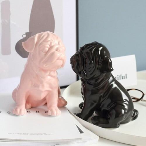 CREATIVE ART CERAMIC PUPPY DECORATION HOME OFFICE BOOKCASE CRAFT DECORATION LIVING ROOM HOME ORNAMENTS ACCESSORIES GIFT CUTE PUG