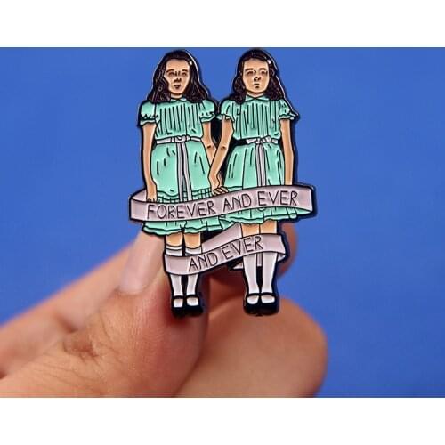 XM-funny "Forever and Forever" The Shining Twins Sisters Brooch Horror Movie Badge Halloween Accessories
