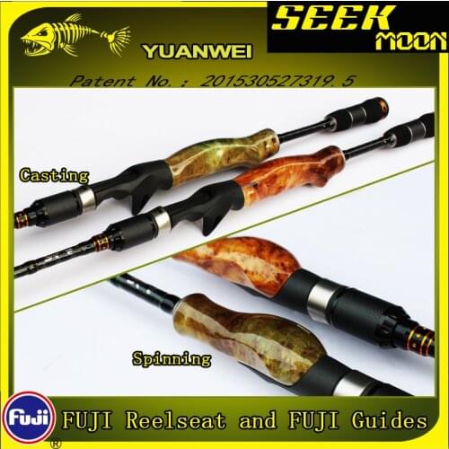 YUANWEI 1.98m 2.1m Spinning Fishing Rod Casting Rod 2Sec ML/M/MH Wood Root Hand Carbon Lure Rod Stick Vara De Pesca Olta B184