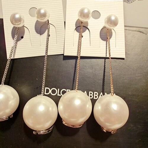 925 Sterling Silver Jewelry Pearl Long Earring Fashion Elegant Simulated Pearl Earrings for Woman Silver&Gold Color Chain