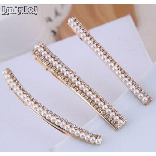 Fashion Crystal Rhinestone Pearl Hair Clip Women Hairpin Girls Hairpins Barrette Headwear Hairgrip Hair Accessories Dropship