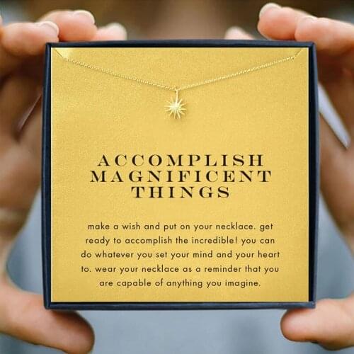 Icareu Golden Sun God Shining Pendant Necklace Chain Alloy Short Clavicle Women Accomplish Magnificent Things Wish Card Gift Box