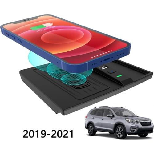 1PCS Black Car Wireless Charger for Subaru Forester 2019-2021 Charging Onboard Mount Phone Holder Mobile Phone Fast Charging