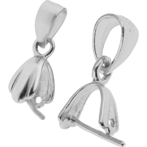 2PCS 925 Sterling Silver Findings Bail Connector Bale Pinch Clasp Pendants DIY Craft Jewelry Makings