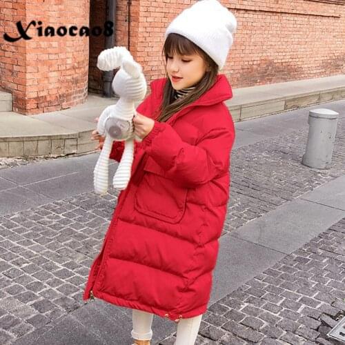 2021 Winter New Kids Parka Girls Down Cotton Long Coat Jackets Fashion Big Girls Warm Thick Outerwear Toddler Overcoat 12 14Year