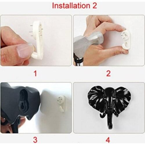 3Pcs Resin Animal Head Hook Bags Purse Hat Key Wall Hanger Golden Decoration