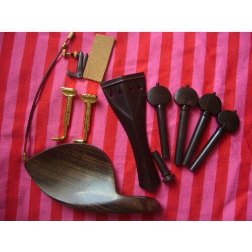 5 sets nice natural ebony violin fittings 4/4 including all parts