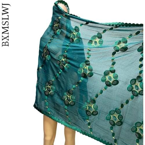 African Fashion Hijabs Colorful Scarf Muslim Shawls Embroidery Flower and Set With Diamond Cotton Fabric Turban for Woman LH177