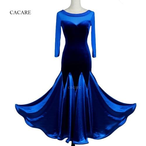 Velvet Ballroom Dress Dance Competition Dresses Standard Dancing Costume Women Tango Customize D0172 Big Hem Deep V Back